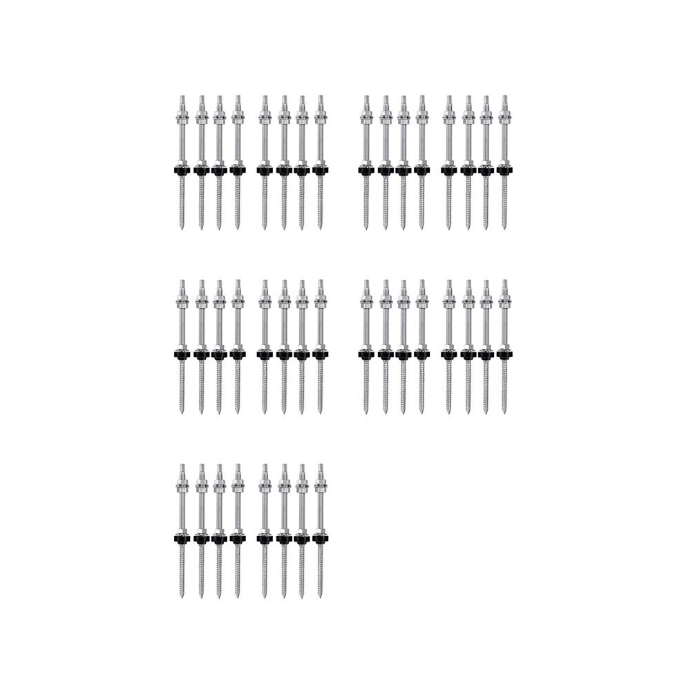 Hanger Bolts, M10 X 200 Mm, Pre-Assembled, V2a, Height-Adjustable, For Photovoltaic Solar Mounting Roofs, 40 Pack 4713970125005