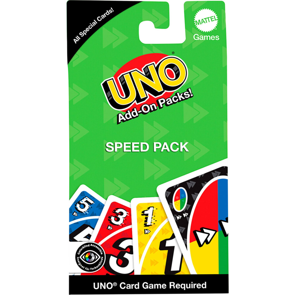 Uno Mattel Games Add-On Speed Card Game For Kids, Adults & Family Game Night,Jcv57