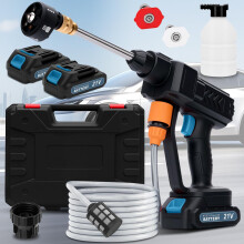 6L/min Cordless Pressure Washer, 18 bar Portable High Power Washer with 2 Batteries, 6 in 1 Nozzle Cordless Battery High Pressure Washer, Sprays 6-10m