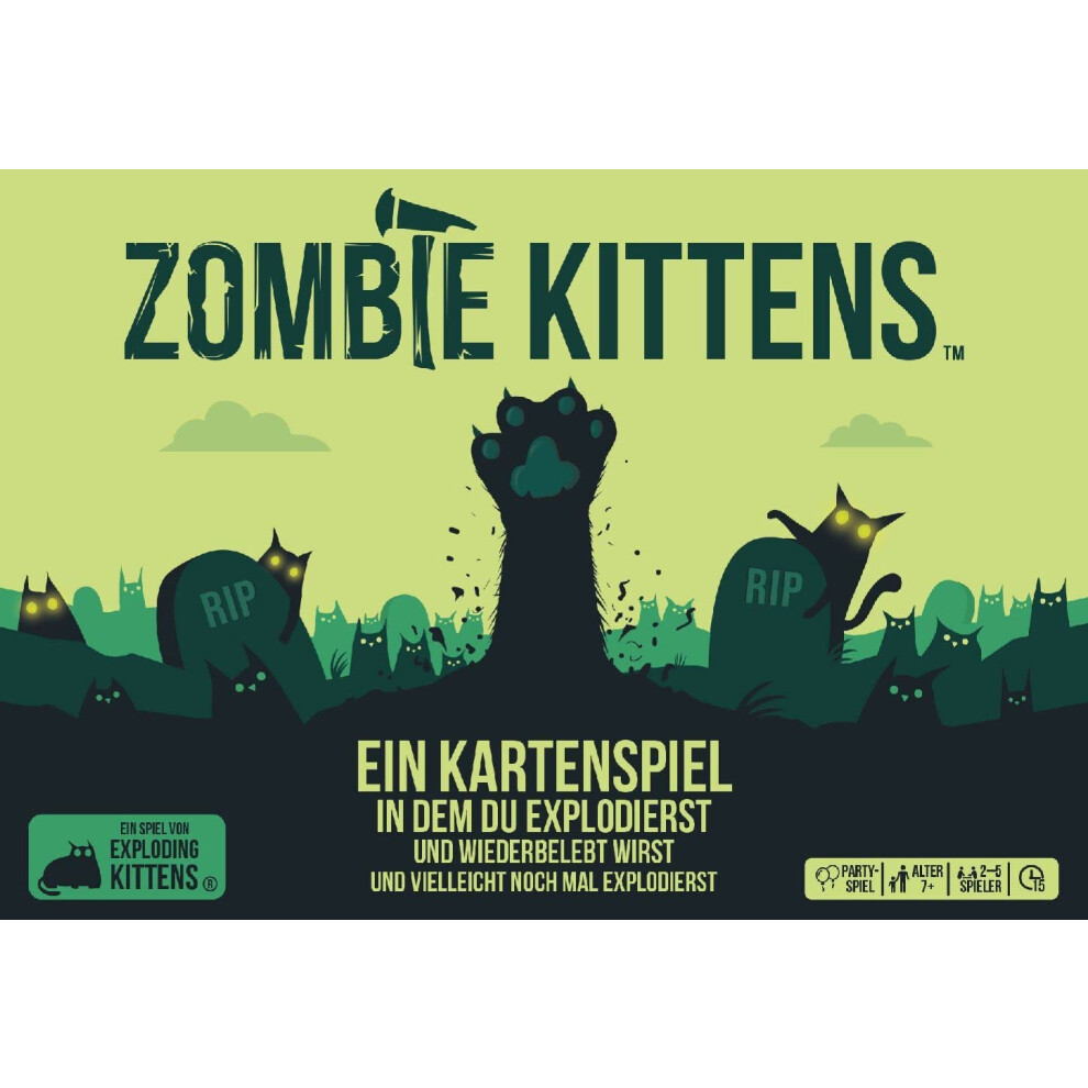 Asmodee Exploding Kittens Zombie Kittens Party Game Card Game 2-5 Players From 7+ Years 15 Minutes German