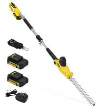 Cordless Pole Hedge Trimmer, PHIWOS 2.0Ah Battery and Charger Include ? Electric Hedge Cutter with Telescopic Extendable Reach ? Dual Action Blades,
