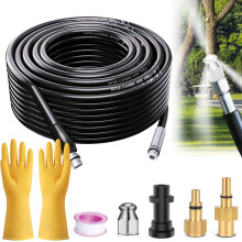 10M Flexible Drain Rods - High Pressure Washer Hose Drain Pipe Cleaning Kit with Adapter for Karcher/Lavor/Bosch, Replacement Hose for Karcher K