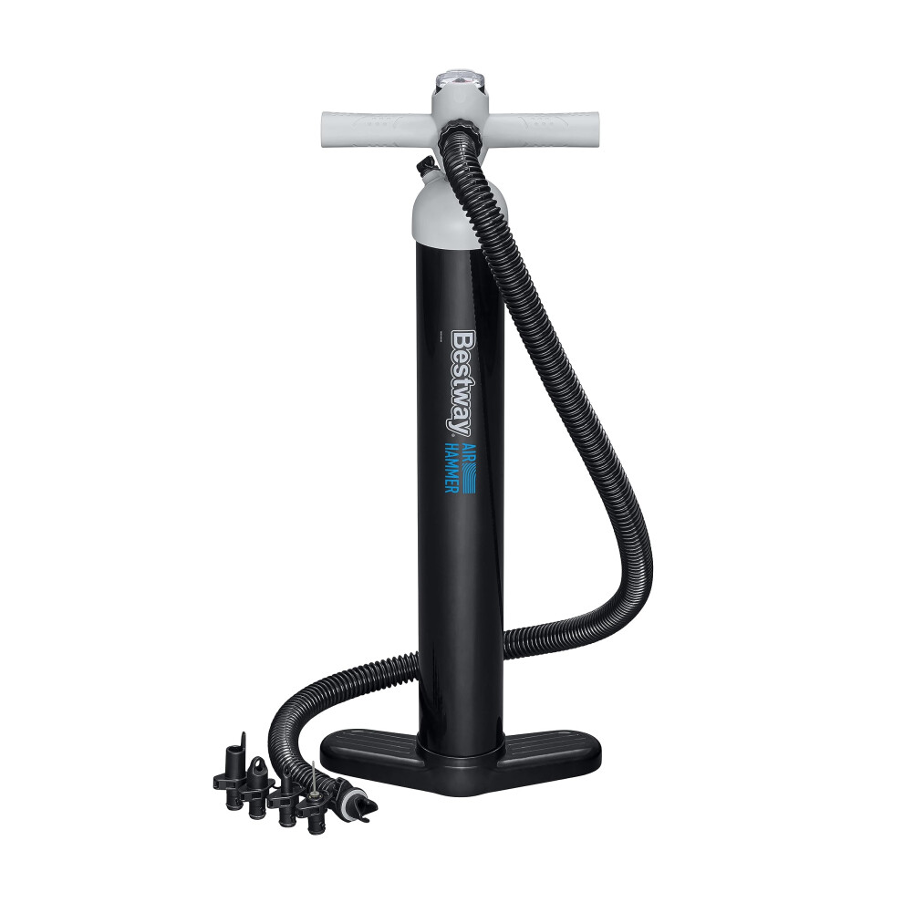 Bestway High Pressure Manual Air Pump (23 Psi, Sports Inflation Devices, Includes 1 Hand Pump And 5 Valve Adaptors)
