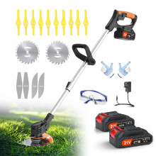 Jwdj Cordless Strimmer 21V Li-ion Batteries Metal Blade Strimmer grass trimmers With Fast Charger 20 different types of blades for Garden Clearing