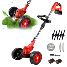 12V/21V Cordless Strimmer, Grass Trimmer, Telescopic Grass Trimmer with Slotted Bladex2 & plastic Bladesx5, with Battery and Charger, Electric Garden