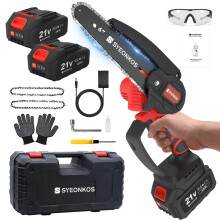 SYEONKOS Mini Chainsaw - Mini Chainsaw Cordless with 8000mAh Large Capacity Batteries & 2 Chains, Light Weight Battery Chain Saw for Garden, Tree