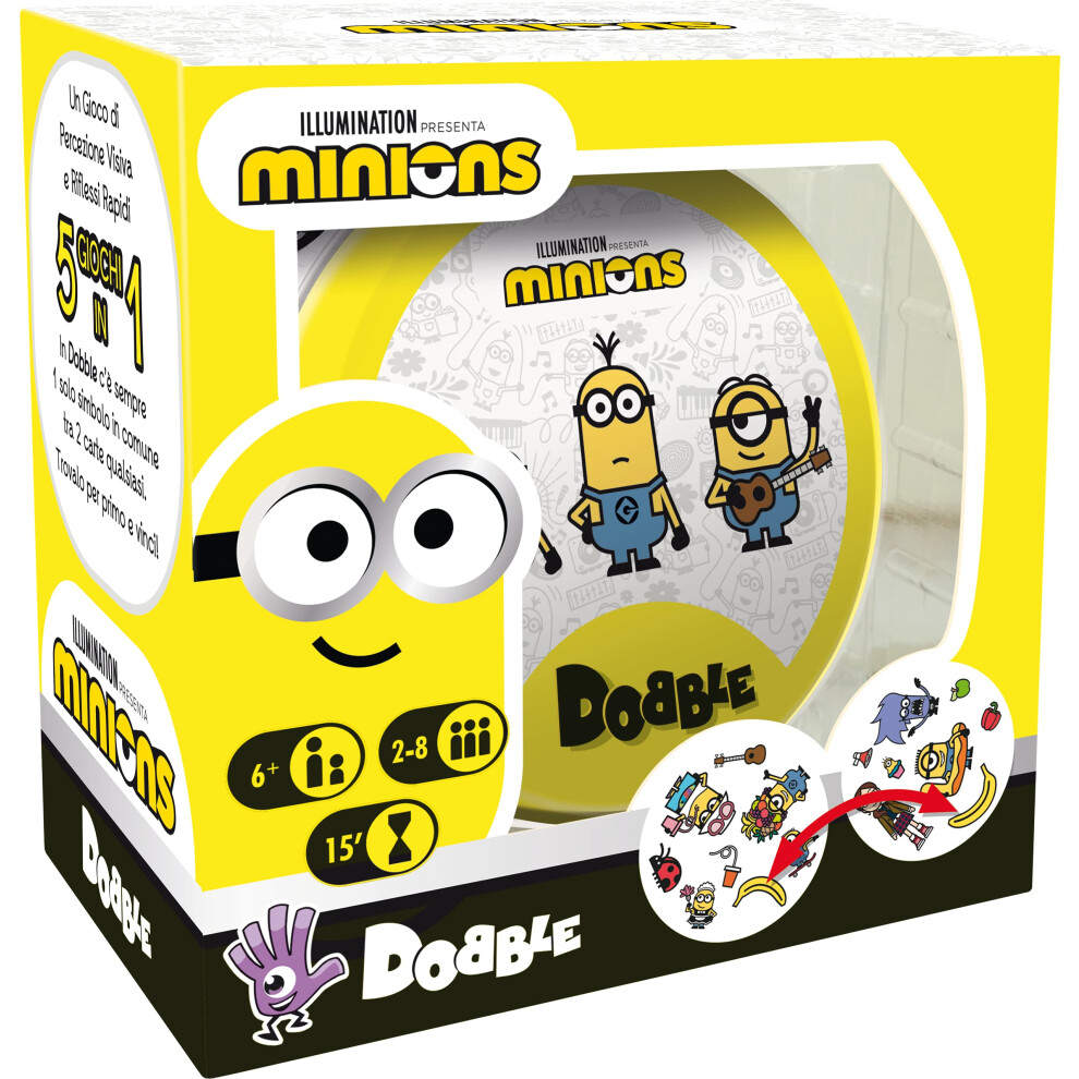 Asmodee - Dobble: Minions, Card Game For The Whole Family, 5 Mini-Games, 2-8 Players, 6+ Years, Italian Edition