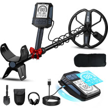 SUNPOW Rechargeable Metal Detector for Adults ? 10'' Deep Dual-D Coil, 35H Lithium Battery, 10-Level Sensitivity, 4 Detection Modes, 7-Metal ID, IP68
