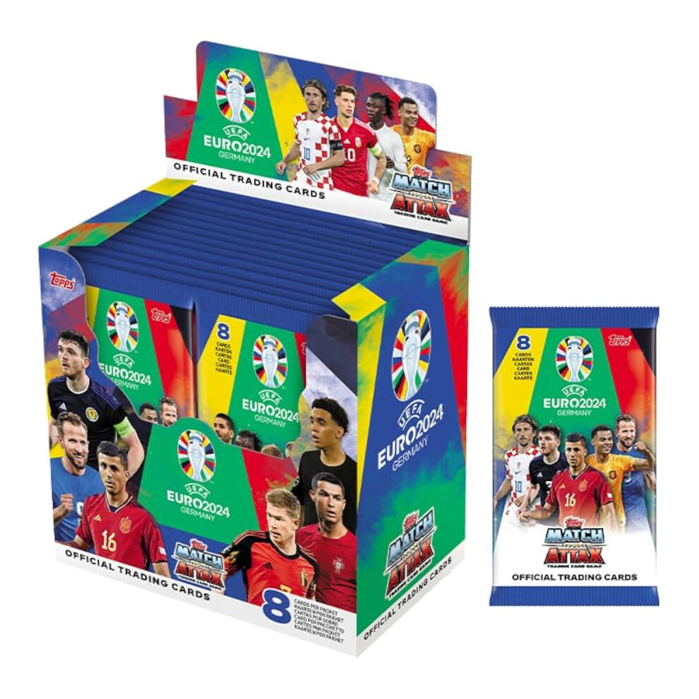 Topps Official Euro 2024 Match Attax - Full Box - 36 packets of EURO 2024 Match Attax (288 cards). Ultra-rare Cristiano Ronaldo Career Celebration to