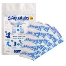 Aquatabs Water Purification Tablets 3.5 MG x 50, Water Filter System for Drinking While Hiking, Backpacking, Camping, Emergencies, Survival Kits, and
