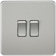 Knightsbridge SF3000BC 10 A 2-Gang 2-Way Screwless Switch - Brushed Chrome by Knightsbridge