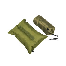 Self-inflatable cushion in olive