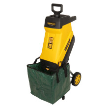TOUGH MASTER Electric Garden Shredder 2400W, Portable with 10 Metre Power Cable, 45mm Chipping Width, 45L Collection Bag, Double Sided Blade System,