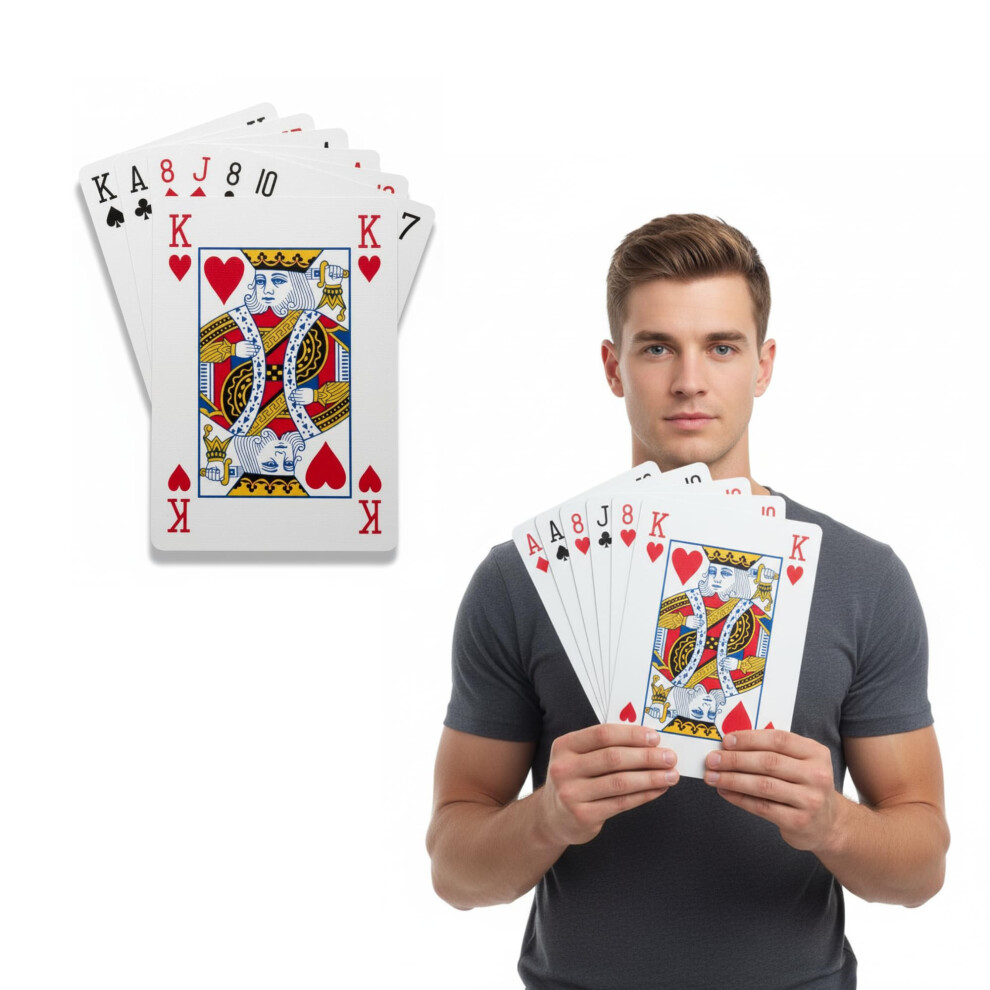 Photos - Board Game FUN FABLES? Jumbo A4 Playing Cards | Giant 28 ? 20 cm Oversized Decks | Waterproof Plastic Coated Large Cards for Garden Gam