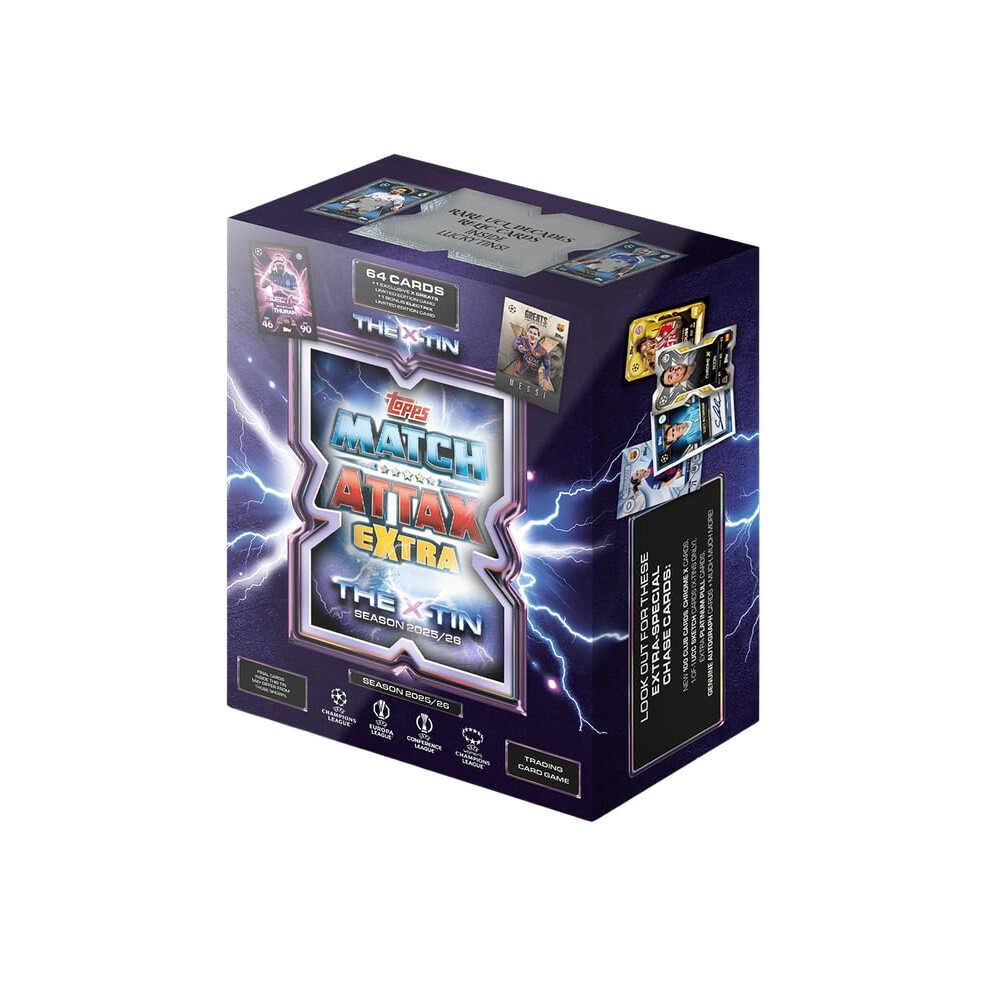 Topps Ucc Match Attax Extra 2026 - X Tin - Contains 64 Cards Plus A X Greats Le Card And A Bonus Electrix Le Card.