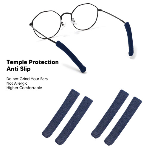 2 Pack Cotton Knitted Eyeglass Temple Sleeve Navy 2