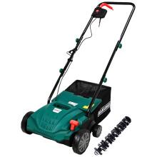 SAKUSEI Tools Electric Lawn Scarifier/Rake/Aerator 1500w Dethatching Grass Racking, Moss Dead Leave Removal, Soil Aerater, 30 Litre Collection Bag,