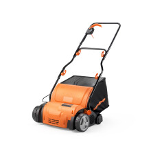 LawnMaster 1350W lawn scarifier, lawn rake, aerator. Electric scarifier with 33cm working width, interchangeable attachments, adjustable working depth