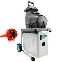 Bluemars 2800W Silent Impact Electric Garden Shredder Wood Chipper, 60RPM speed, Equiped w/ 10m Orange Power Cable, Detachable 53 Litre Collection Box