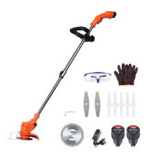 Garden Cordless Strimmer, Strimmers, Electric Cordless, Grass Strimmer, Metal Blade Strimmer with 2 X 21V Lithiums Battery Fast Charger and Three