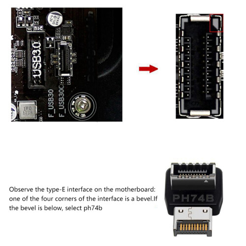 2X Computer Motherboard Type-E USB 3.1 Type-E Interface 90 Degree Steering Elbow Front Type-C Installed Adapter(PH74A) 2