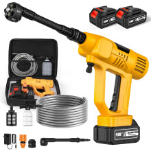 Cordless Pressure Washer, 65 Bar Portable Pressure Washer with 2 x 3.0Ah Battery, 10 Levels of Pressure Regulation, 6 in 1 Nozzle, LCD Touch Screen,