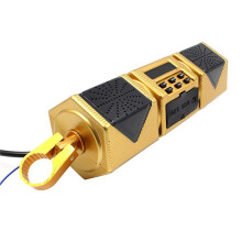 2X Motorcycle MP3 Player Handlebar Speaker Music FM Radio Waterproof Adjustable Bracket Bike Audio Stereo 12V