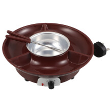 (Brown) Electric Chocolate Fondue Pot Set with 2 Forks for Parties UK Plug