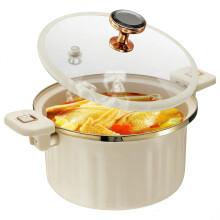 (White) 7L Nonstick Casserole Pot with Glass Lid Micro Pressure Induction