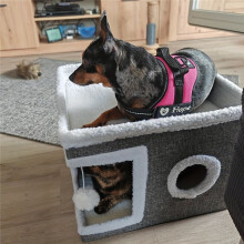 4-Season Multi-Level Cat House - Indoor Foldable ,Cat Cave Design Scratching Board & Warm Cat Bed Non-Slip Base 30LB