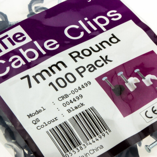Round Black  7mm Cable Clips Secure Fastenings Cables [100 Pack] 1