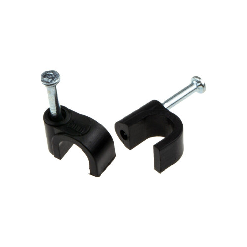 Round Black  6mm Cable Clips Secure Fastenings Cables [100 Pack] 2