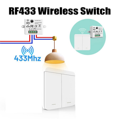 6PCS Wireless Light Wall  RF 433Mhz Relay Receiver with 1x 2Gang Panel  LED Remote Control for LED Lamp 2