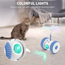 Juguetes Interactivos para Gatos, Juguete Automático con Sensor Inteligente, Luz de Colores y Varita de Plumas, Recargable por USB.