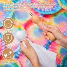 Tie Dye Tool Wood Sinew Puller Tool for Tie Dye with Winding,Winding Sinew Pulling Device for DIY,From Natural Wood