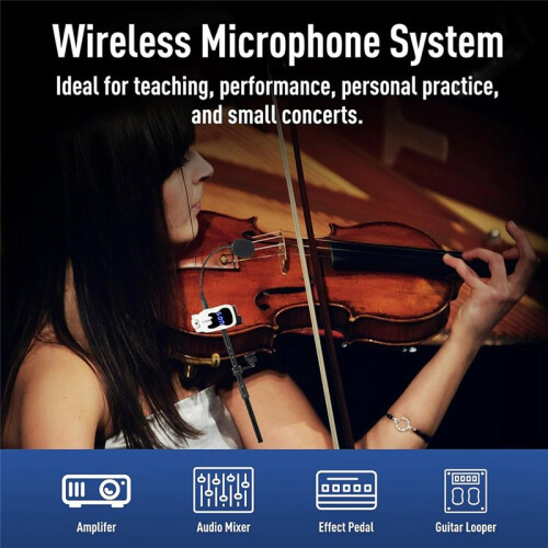 Wireless Microphone Pickup Instruments Microphone,Violin,Saxophone Microphone,U-Band Wireless Receiver Transmitter Black 2