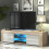 TV Unit Loom 130cm - Oak & White Gloss Doors and LED Lights 1
