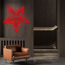 Letrero de Neón Gótico de Baphomet, Lámpara de Pared con Estrella Tridimensional de Cinco Puntas Invertida, Decoración del Hogar.
