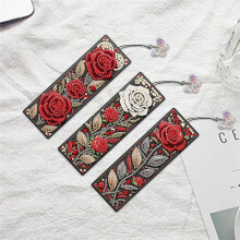 3Pcs Special Shape Diamond Painting Bookmarks with Pendant DIY Diamond Art Bookmarks Kits Gift for Reader Crafts Lovers