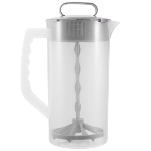 4X Mixing Pitcher for Drinks,2 Quart/64oz Plastic Water Pitcher with Lid,Easy-Mix Juice Container,Angled Plastic Blades