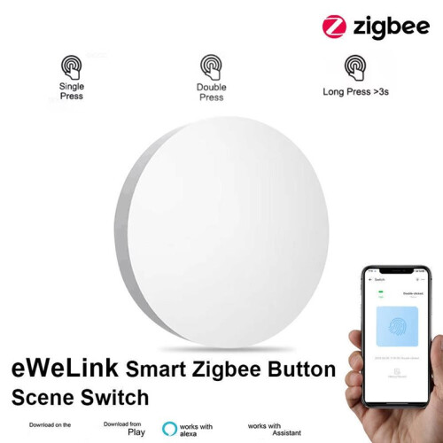 For EWelink Zigbee Wireless Scene Button for 2MQTT, Alexa, and Alice Wireless Push Button 2