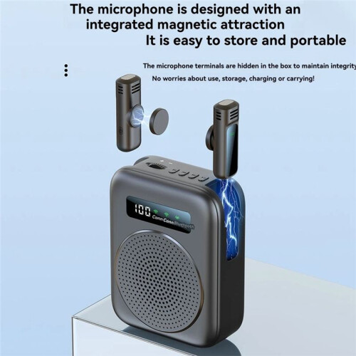 Voice Amplifier with Magnetic Wireless Lavalier Lapel Microphone for Classroom/Yoga/Conference White 1