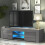 TV Unit Loom 130cm - Dark Grey with Gloss Doors and LED Lights 1