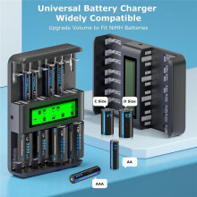Neues Universelles LCD-Akkuladegerät mit 16 Einschüben, Kompatibel mit Wiederaufladbaren 1,2-V-Batterien Vom Typ AA, AAA, CD und Ni-CD