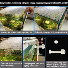 8 Aquariumdeckel, Abdeckung für Aquarien, Terrariumdeckel, Kunststoffgitter, Eierkartonrost, 6 Clips für Aquariumabdeckungen