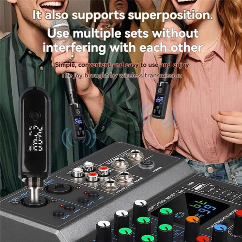 Microphone Wired to Wireless Converter Transmitter Receiver System for Dynamic Microphone Guitar Audio Mixer Dynamic 2