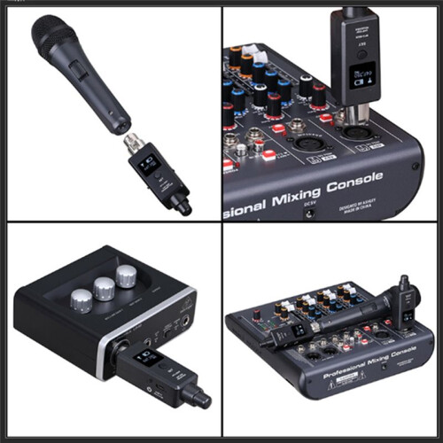 Rechargeable Dynamic Mic Wireless System UHF DSP Transmitter Receiver Mic/ Two Modes for Mixers Recorders Speakers 2