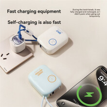 10000mAh Portable Charger Built-in Cables Multi-Device Fast Charging Battery Level Display Portable Charger A
