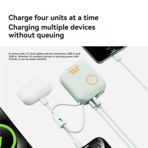 10000mAh Portable Charger Built-in Cables Multi-Device Fast Charging Battery Level Display Portable  Charger C 1