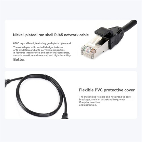 RJ45 CAT.5e Ethernet Extension Cable with Effective Interference Shielding 1M PVC Broadband Network Cable Extender 1
